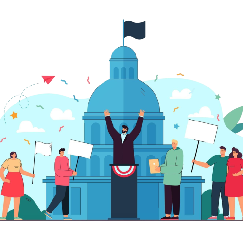 people taking part political event flat illustration